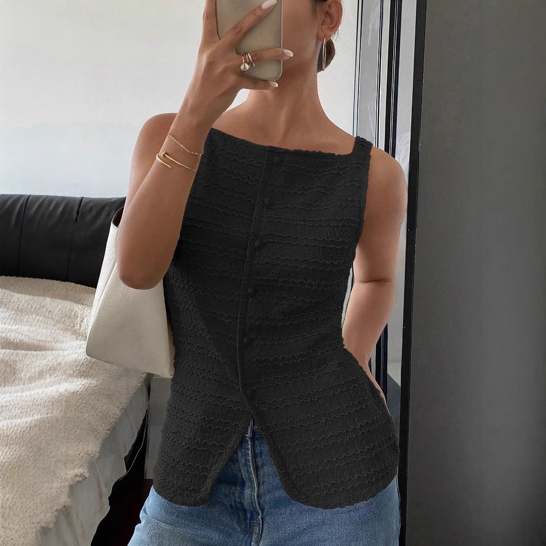 Mouwloze Dames Top met Knoopdetail | Leuke Dames Tops 2