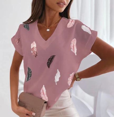 T-shirt V-hals Afrikaanse Print Mode