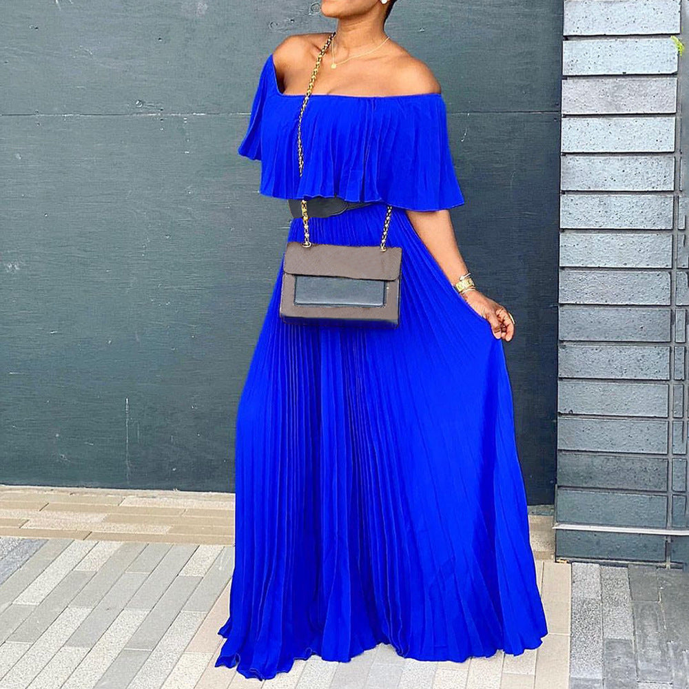 Jurk Off-the-Shoulder Geplooid Avondjurk voor Vrouw