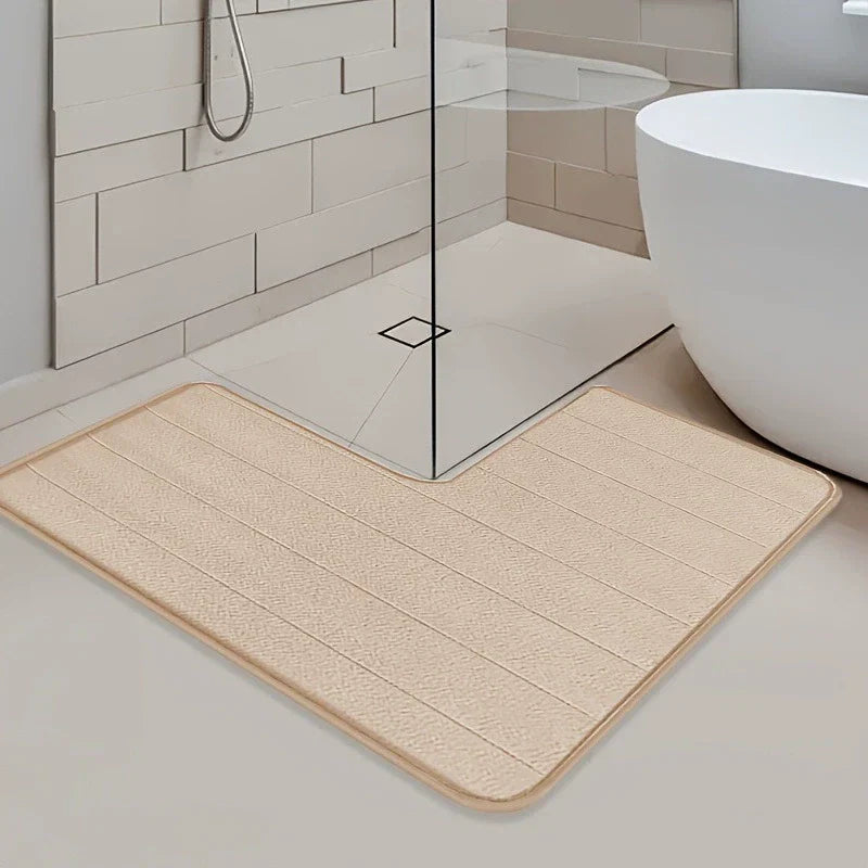 L-Vormige Badmat Antislip Wasbaar Zachte Badkamermat Grijs Zwart Beige Blauw