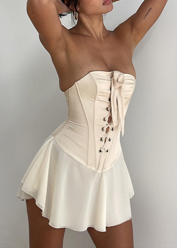 Dames Mini Jurk Corset Stijl Mouwloos Elegante Jurk