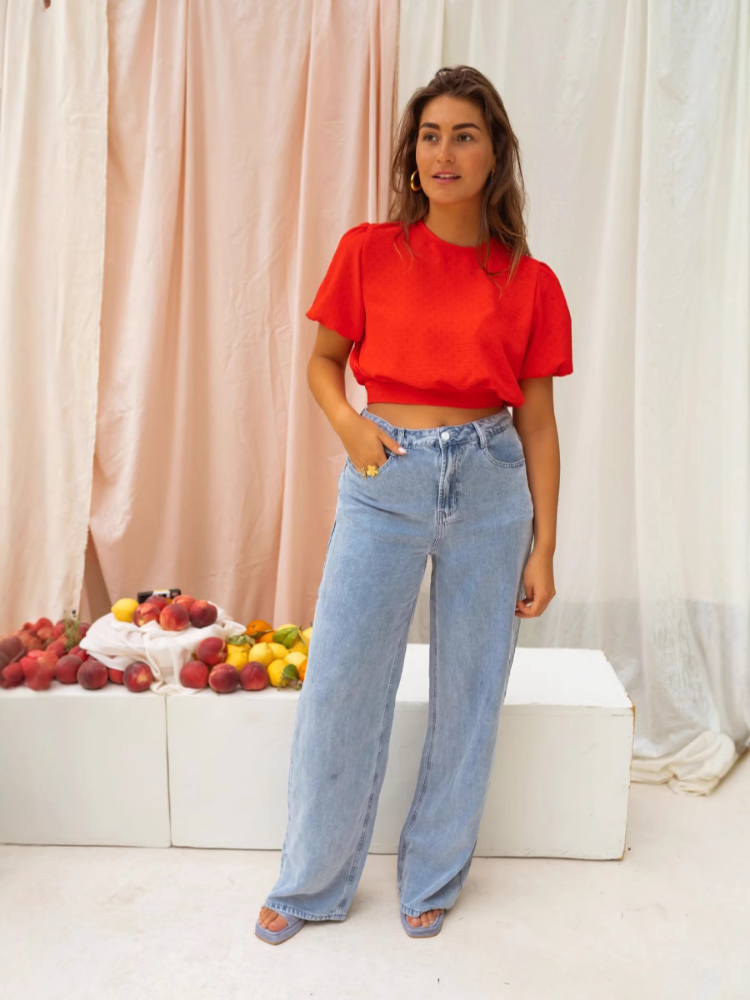 Dames Cropped Blouse Lichtgewicht Zomerstijl