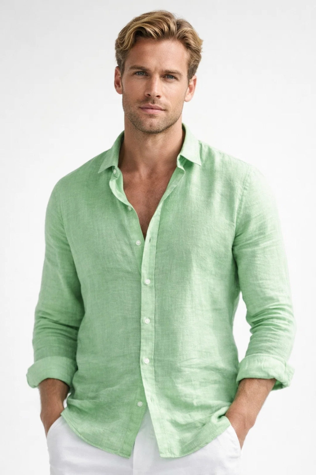 Heren Overhemd Relaxed Fit Klassieke Kraag en Knoopsluiting Casual