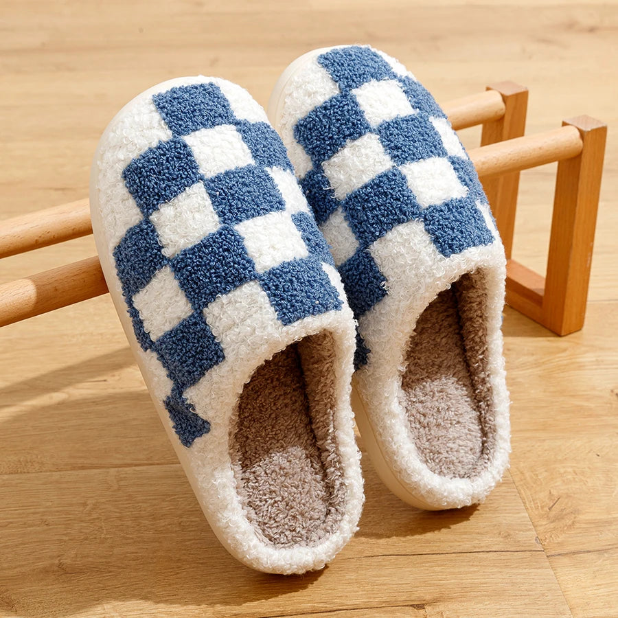 Fleece Pantoffels Ruitjesmotief Warm en Zacht