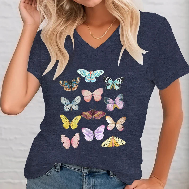 Vlinder T-Shirt Met Grafische Print voor Dames