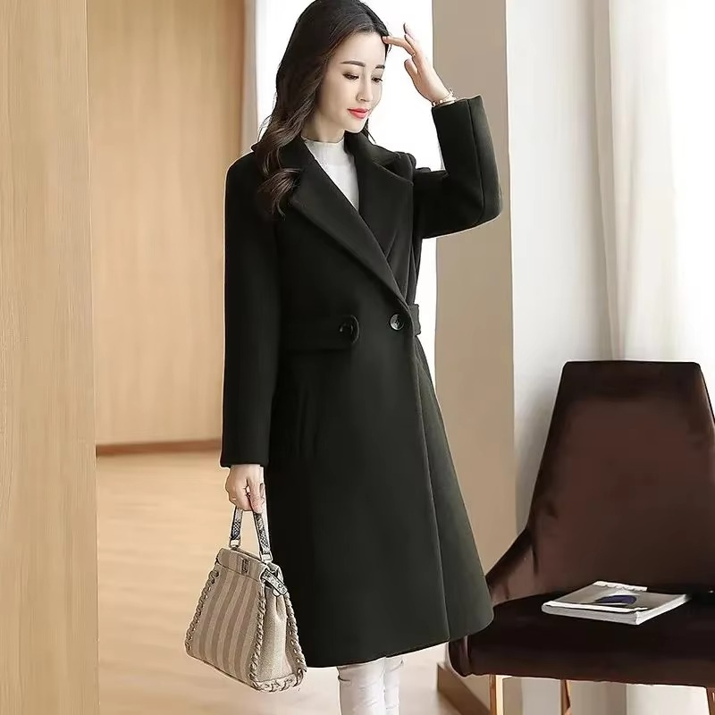 Dames Winterjas Elegance Ceintuur Knopen Warm