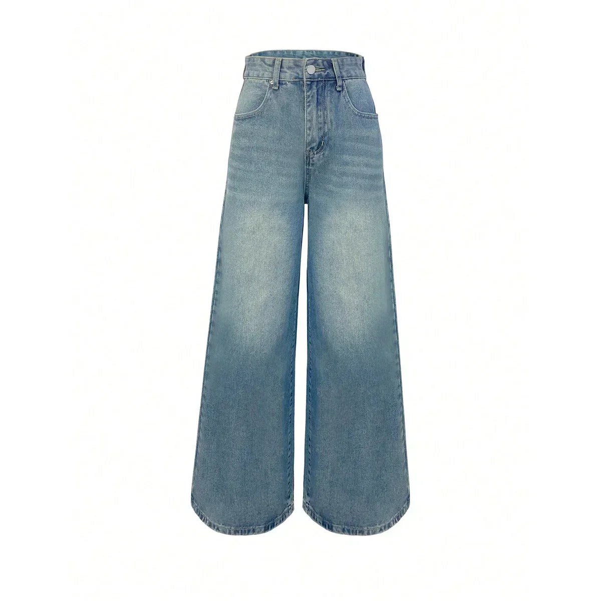 Dames Jeans Hoge Taille Breed Been Zwart/Blauw