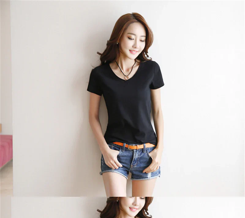 V-hals T-shirt Zomers Comfortabel Dame