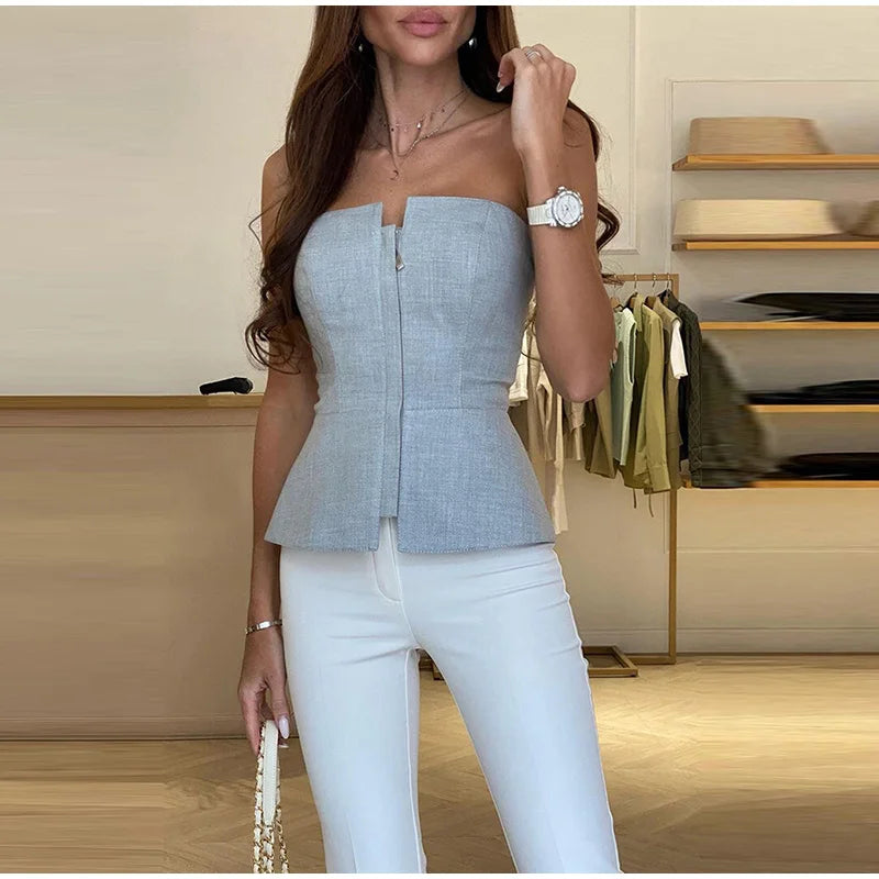Vrouwelijke Zomerjurk Off-Shoulder Top Elegante Stijl