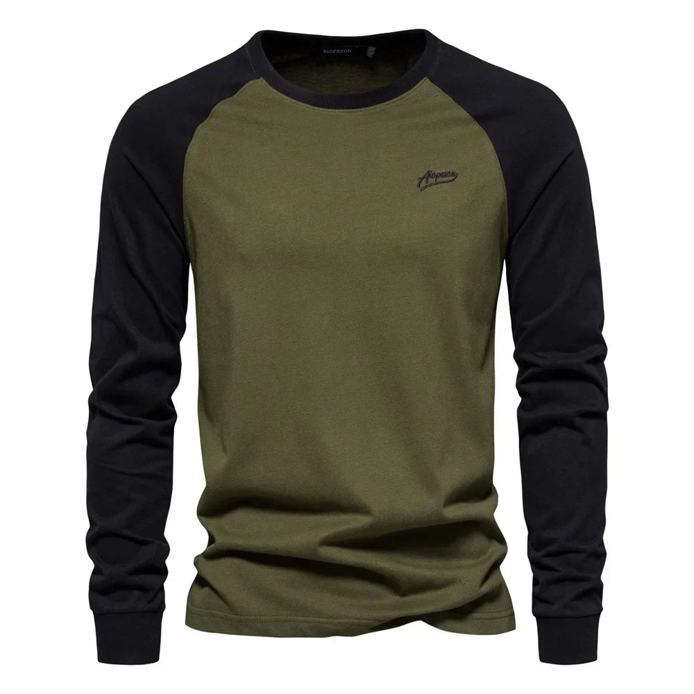 Heren Longsleeve Shirt Sportief Ronde Hals Casual
