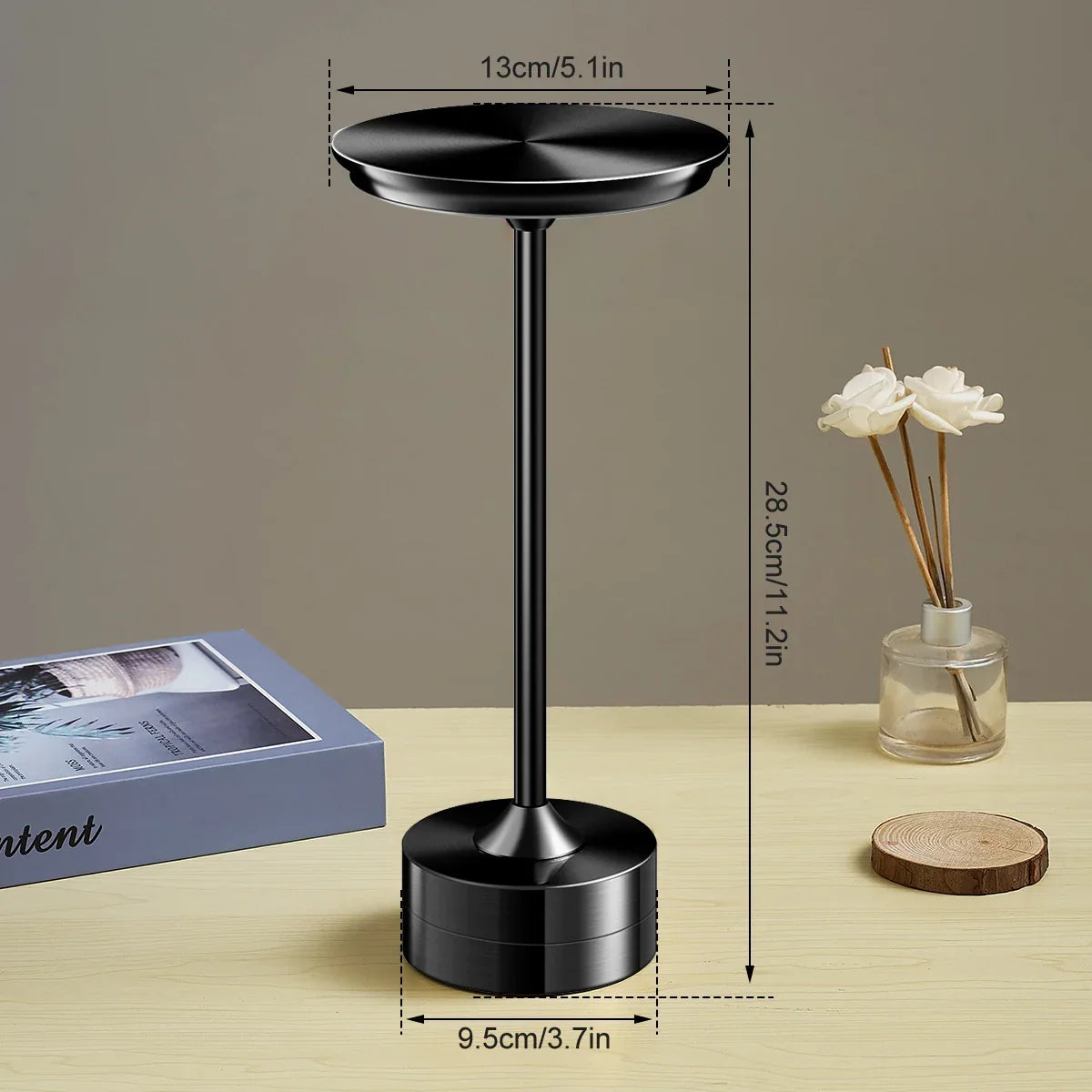 Draagbare Tafellamp Oplaadbaar met Touch Bediening en Drie Lichtstanden Metaal