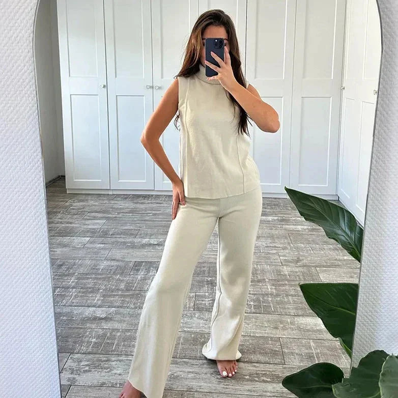 Vrouwelijke Zomerkleding Set Mouwloos Elegante Jurk