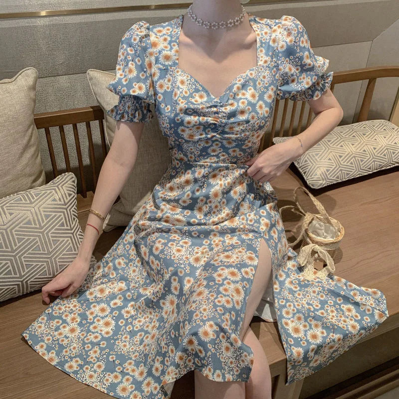 Zomerjurk met Bubbelmouwen Vrouwelijk Chique Model