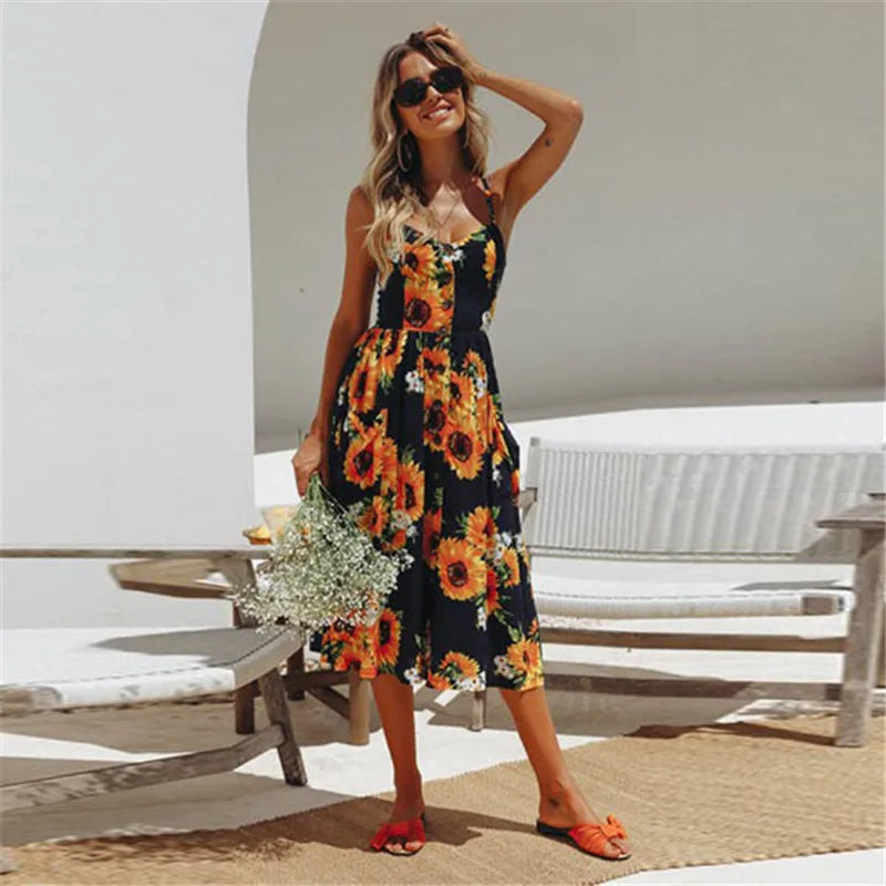 Zomerjurk Midi Strandjurk Vrouwelijk en Elegant