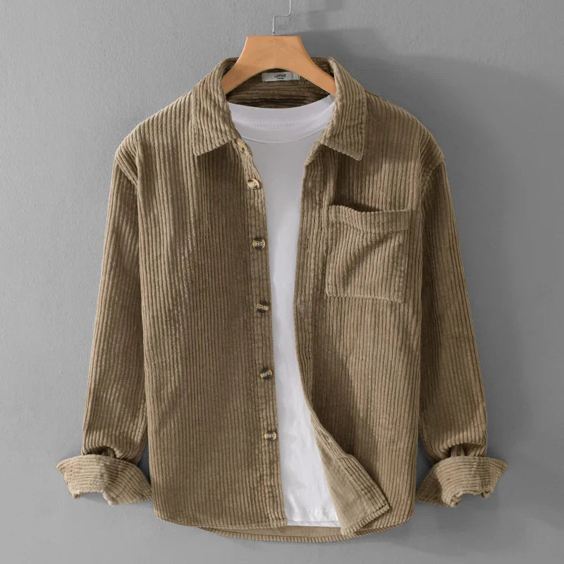 Heren Overhemd Corduroy Casual Kwaliteit Stof