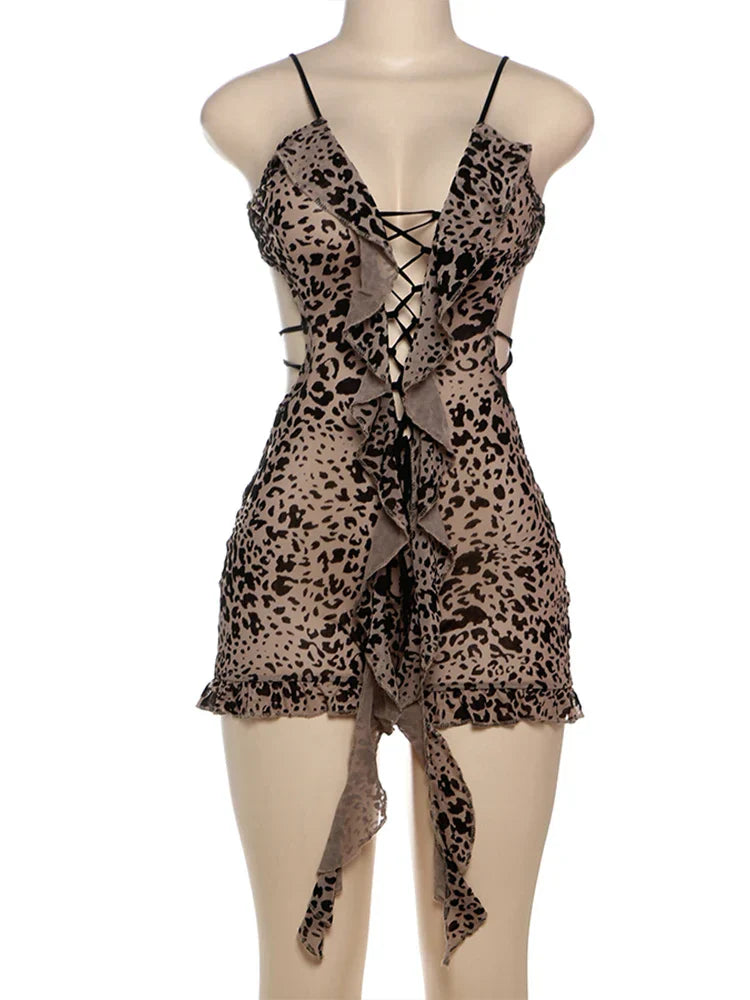 Leopard Romper met Zacht Flocking Luxe Look