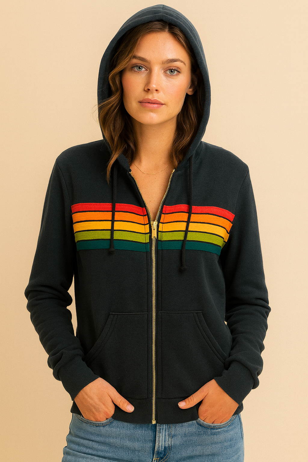 Dames Hoodie Regenboog Capuchon Trendy Vest