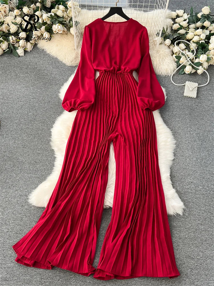 V-hals Jumpsuit Luxe Zwart voor Vrouw