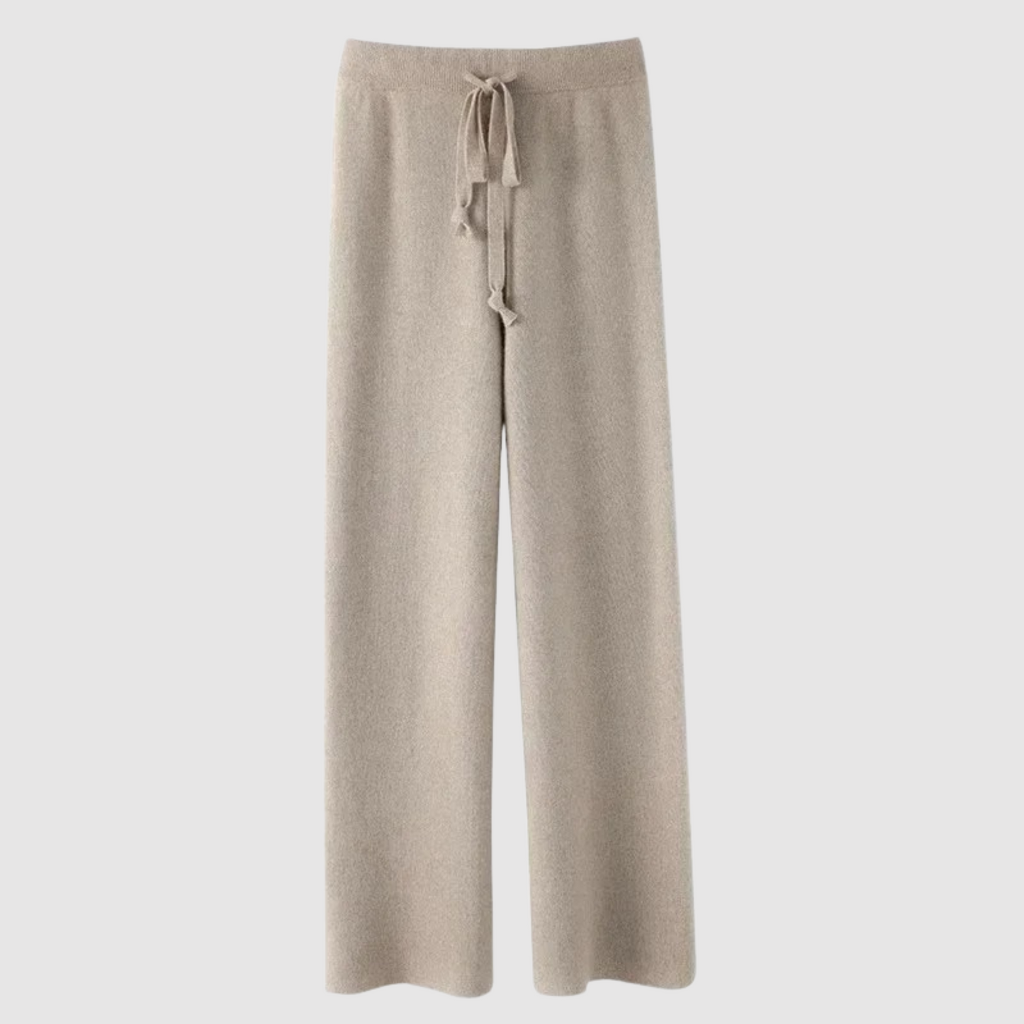 Comfortabele Gebreide Broek met Hoge Taille en Wijde Pijpen