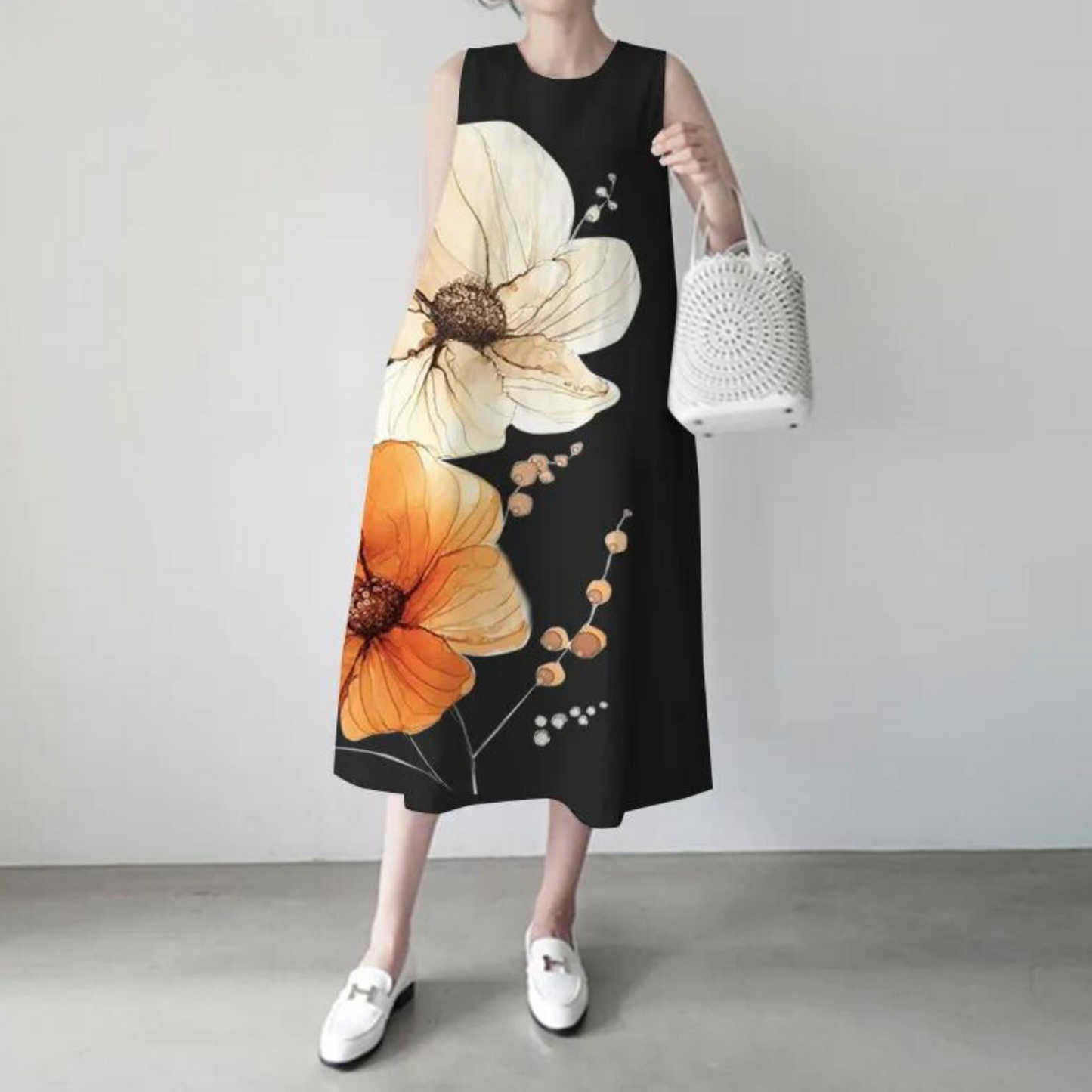 Vrouwelijke Zomerjurk Maxi Zonnejurk Elegant Lange Mouw