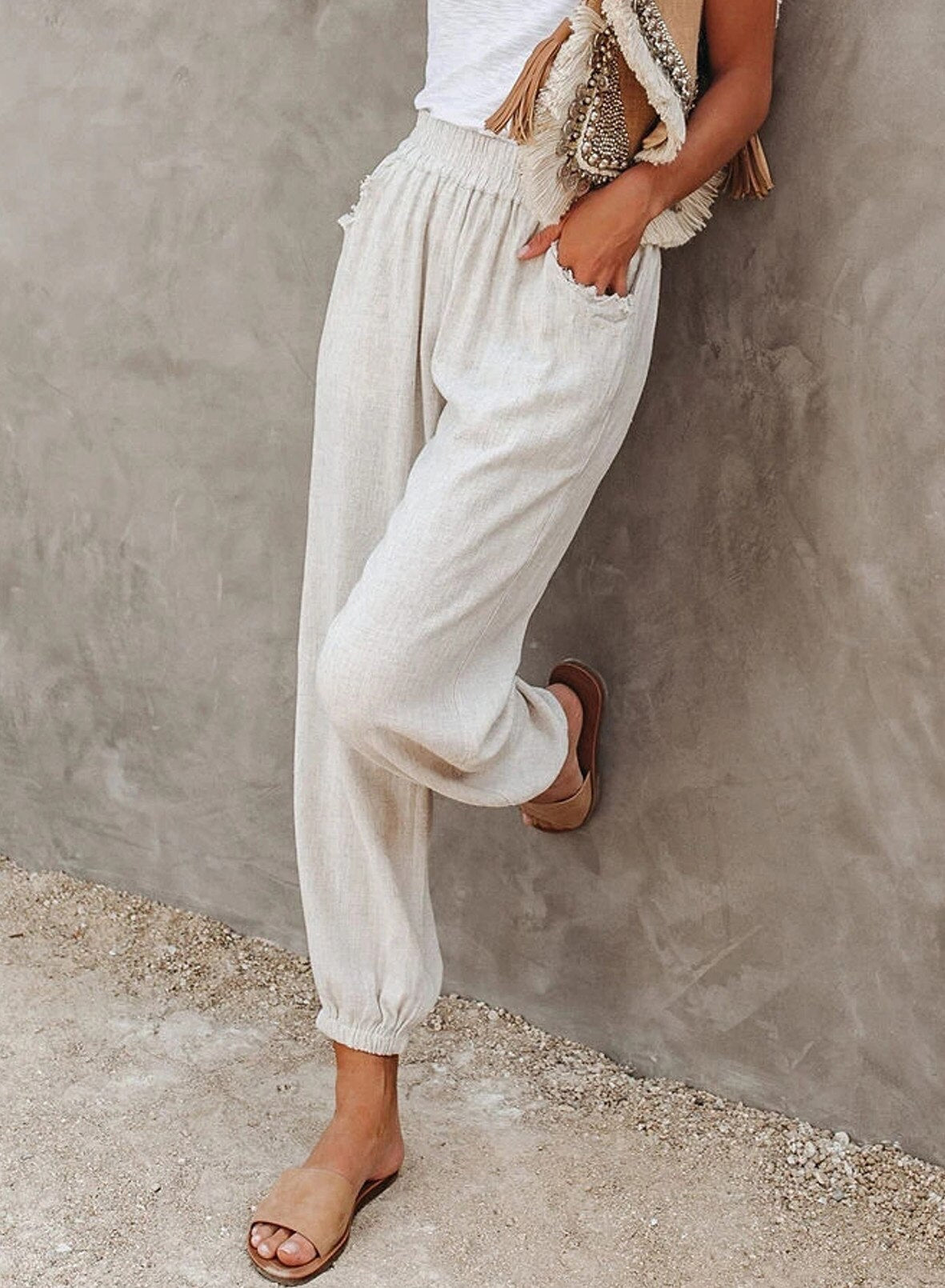 Vrouwelijke Cotton Broek Losse Band