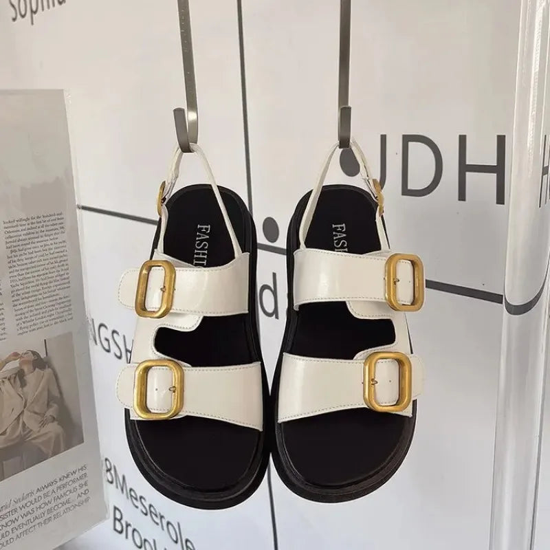 Vrouwensandalen Zomer Platform Met Metalen Gesp