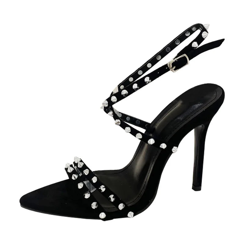 Hoge Hak Sandalen met Streep Patroon