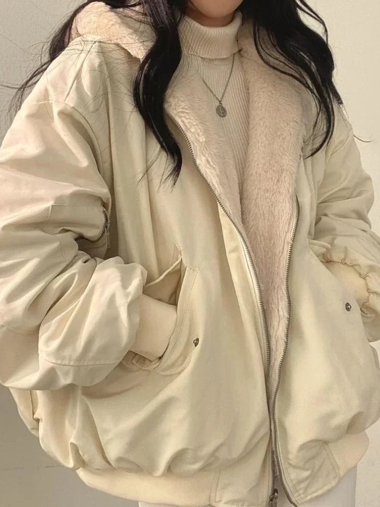 Dames Winterjas Oversized Zwart met Capuchon