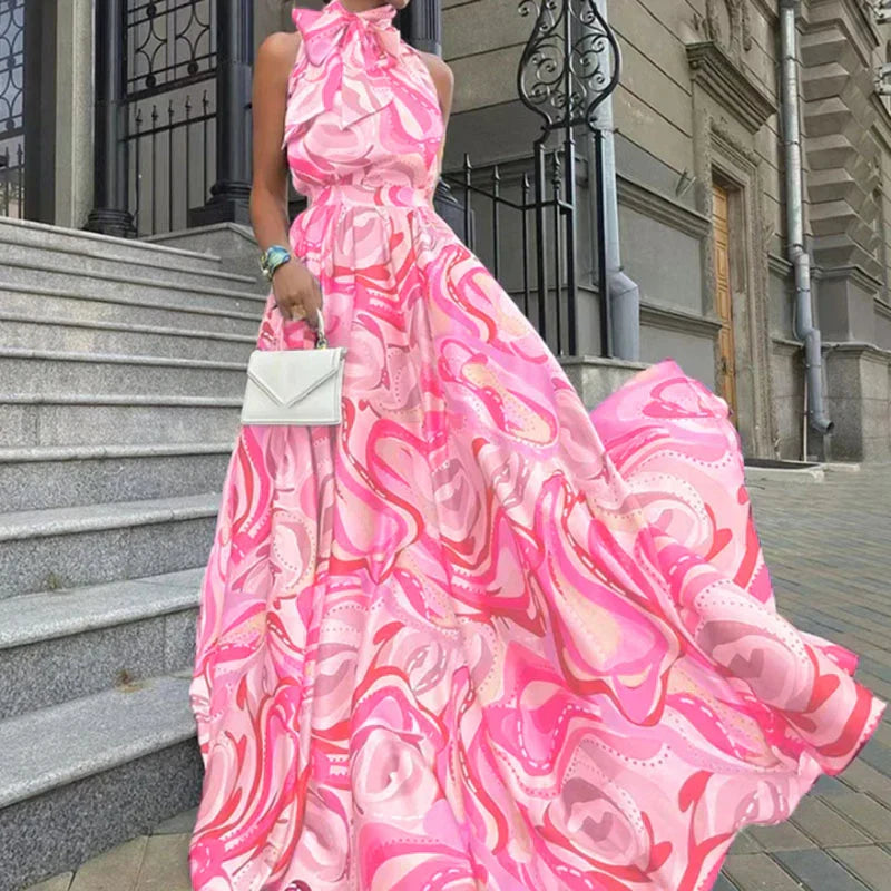 Jurk met Bloemenprint Lange Maxi Strok