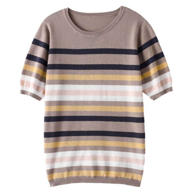 Zomerse Streep T-Shirt voor Vrouw Aurora Chic Model