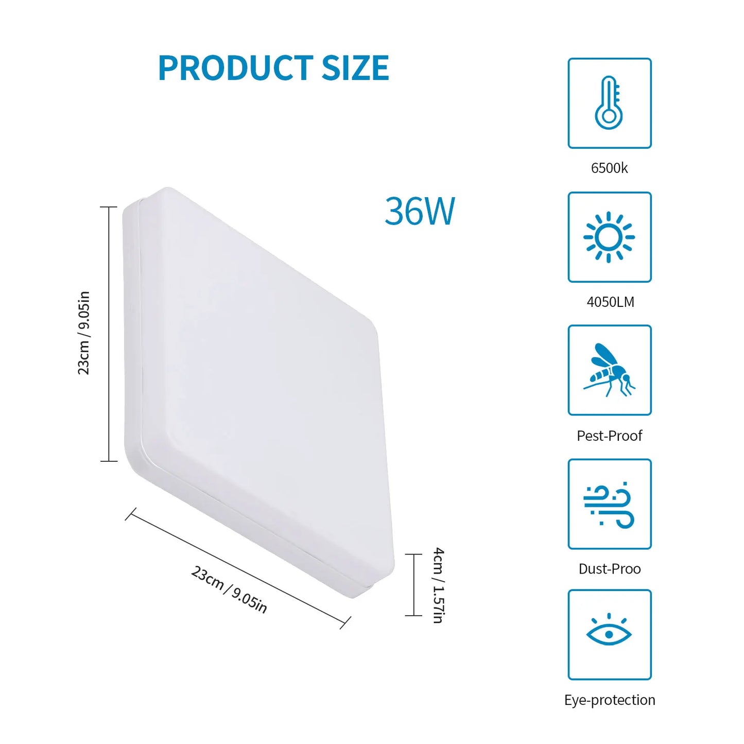 Badkamerlamp Plafond LED Vierkant 48W 6500K IP44 5400LM