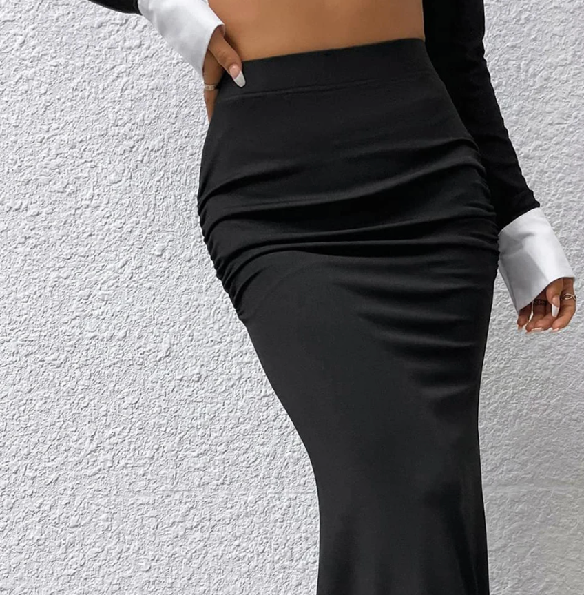 Dames Maxi Rok Hoge Taille Stretch Flared Model