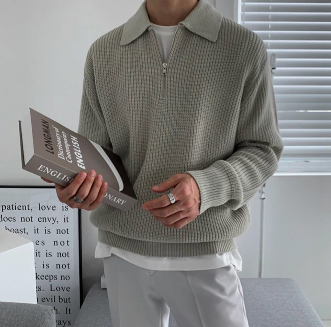 Heren Trui Kwart Rits – Comfortabel en Klassiek Design