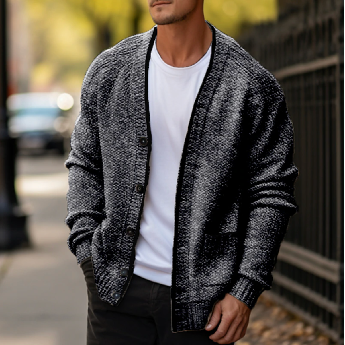 Heren Vest Warm Gebreid Cardigan Herfst Winter