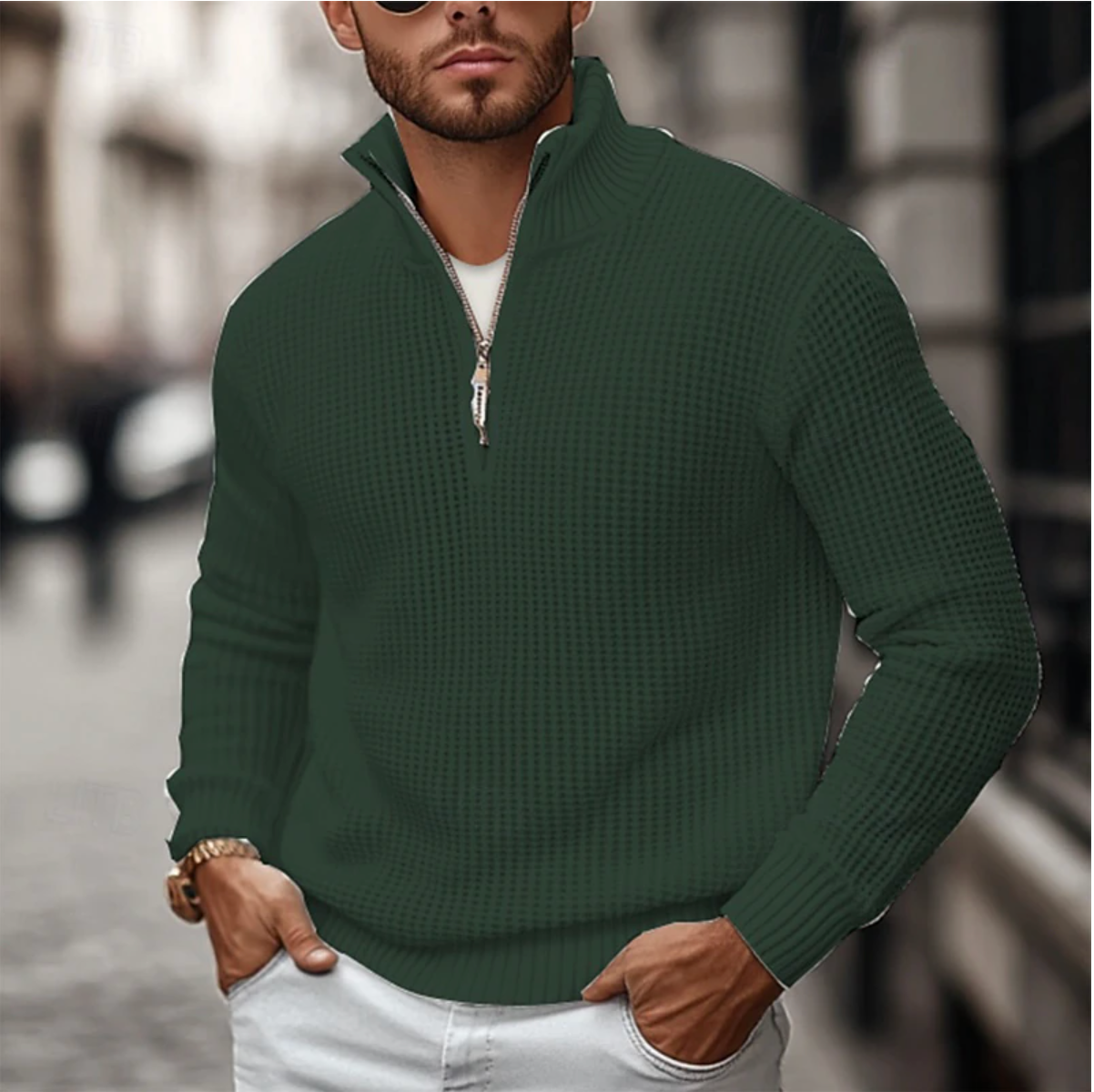 Heren Sweater Lichtgewicht Met Rits Comfortabel