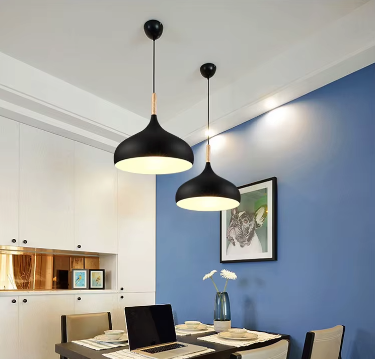 Scandinavische Hanglamp Aluminium Hout Design E27 Kleuren 24cm