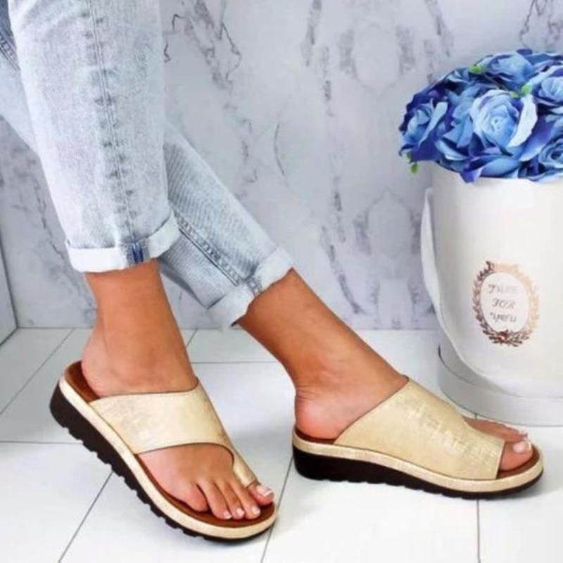Orthopedische Dames Slippers met Voetbed Zwart Geel Zilver Goud Hallux Correctie Zomer Comfort