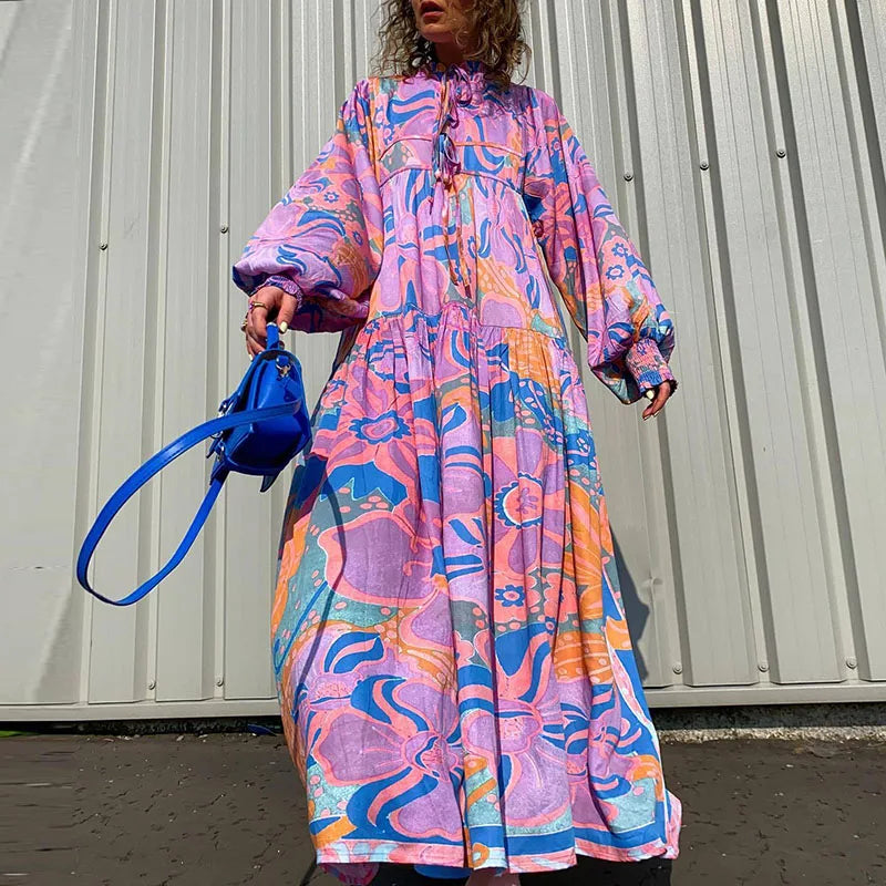 Zomerjurk Vrouw Maxi Bloemenprint Jurk voor Zomer