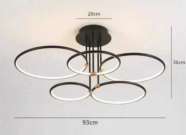 Sansoti | LED Ring Plafondlamp – Moderne Design Plafonnière (3–6 Ringen) – Dimbaar & Warm/Neutraal/Koud Licht