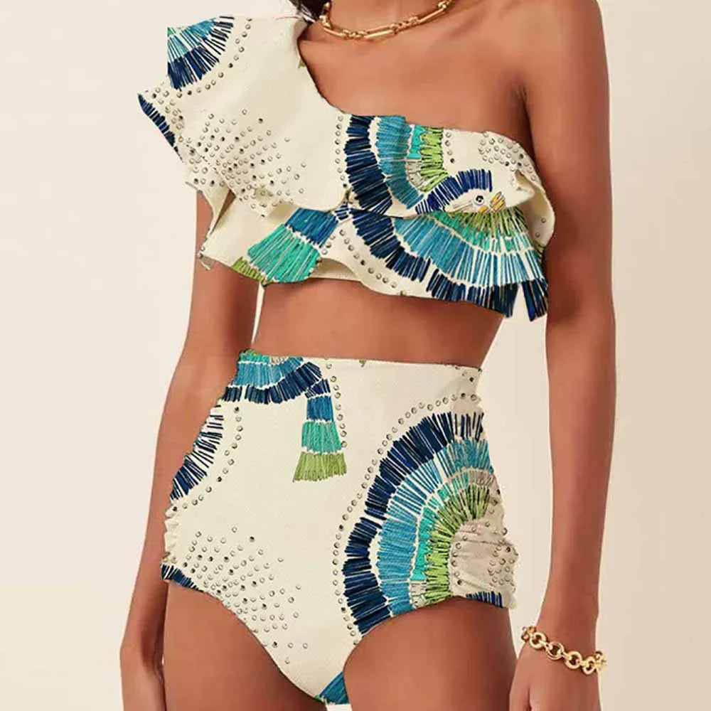 Dames Badpak Eén Schouder Zomer Trendy Swemkleding