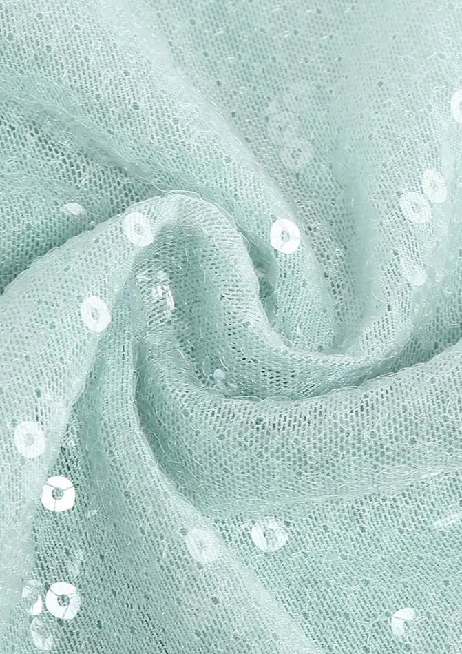 Mintgroene Jurk Lange Mouwen Glitter Dameskleding