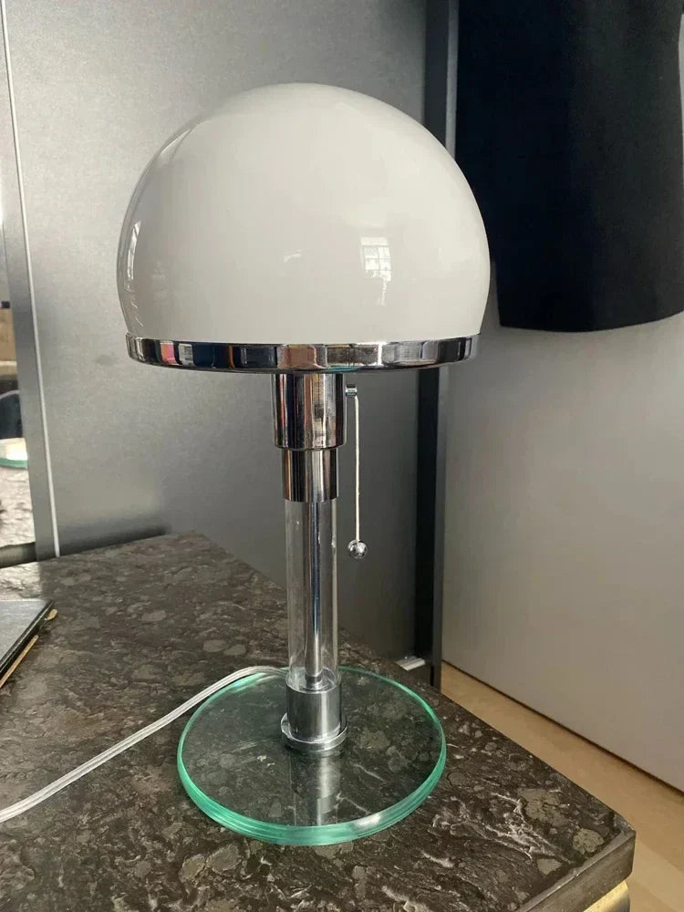Tafellamp met Glazen Bol Chroom Voet Modern Design Bauhaus-geïnspireerd Sfeerverlichting Werkplek Slaapkamer