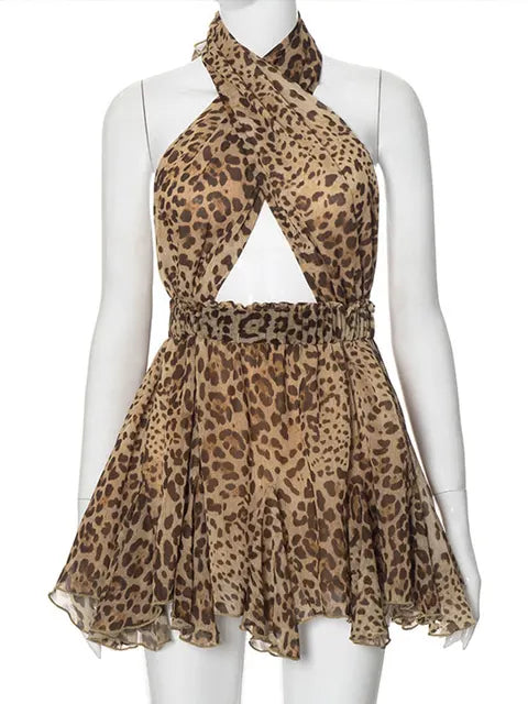 Olijfgroene Mini Rok Set Geplooide Zomerjurk