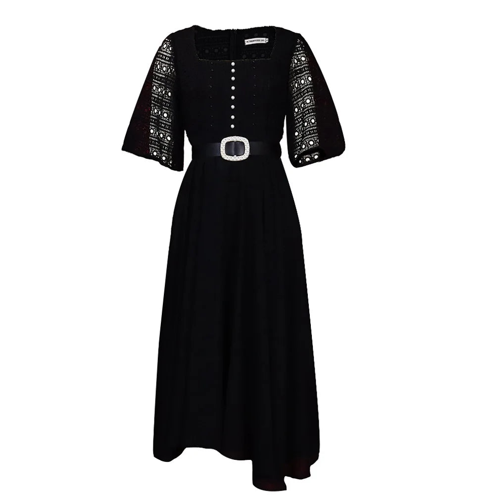 Zomerjurk Vrouw Chiffon Elegant Slank Holle Jurk Zomerse Stijl
