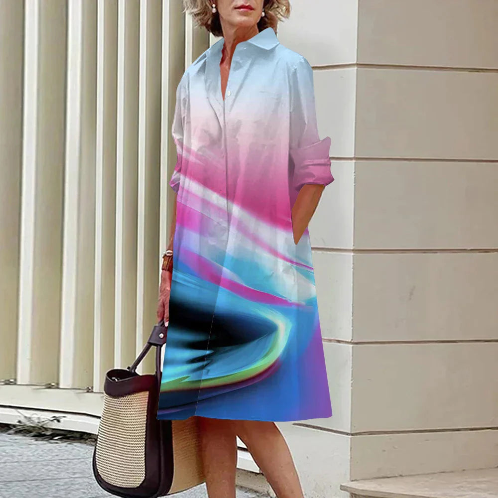 Vrouwelijke Midi-jurk met Lange Mouwen Modern Design