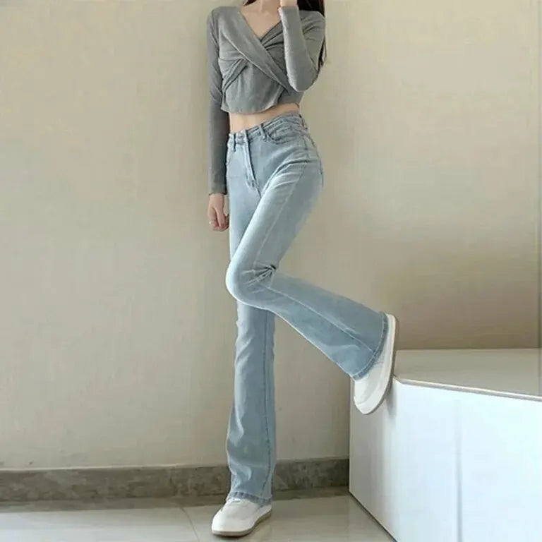 Lente Bell Bottom Jeans Wijd en Comfortabel
