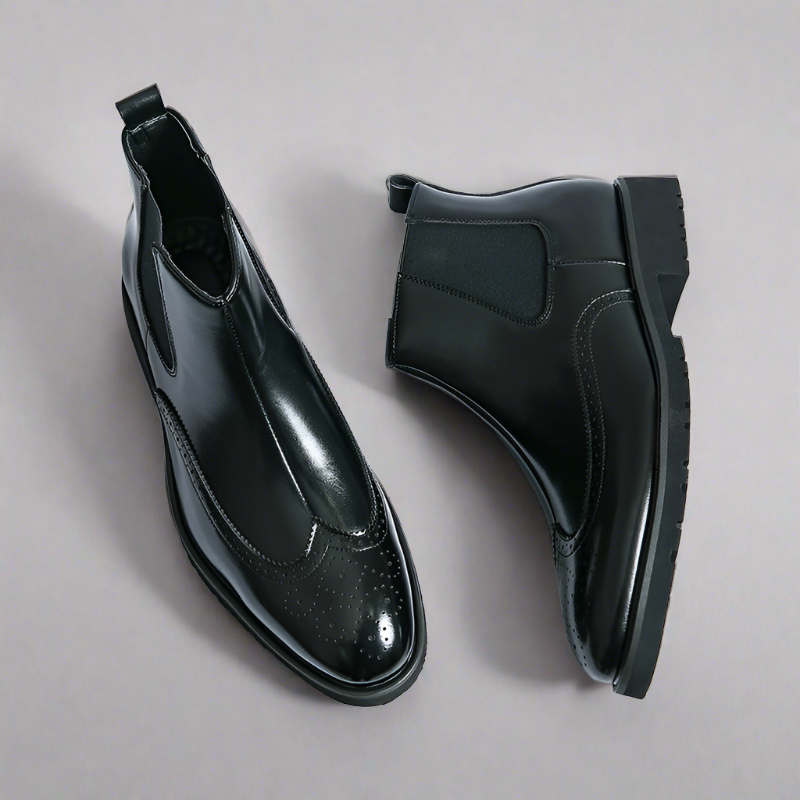 Zwarte Chelsea Boots Heren Glanzend Leer Laarzen