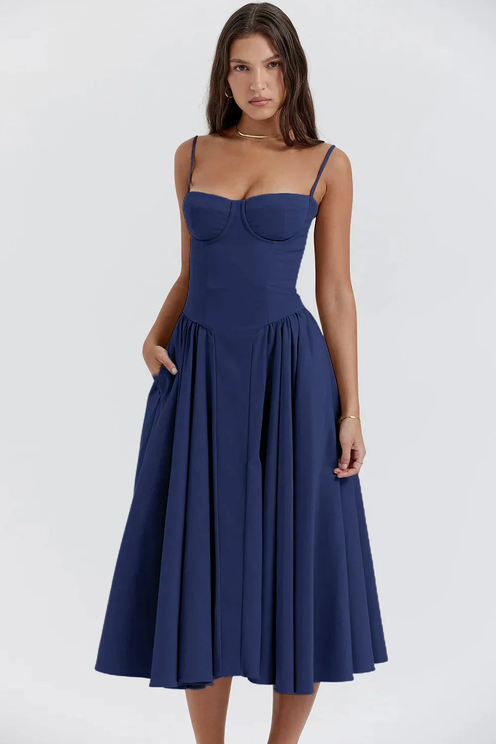 Strapless Avondjurk Geplooide Jurk Elegante Zomerjurk