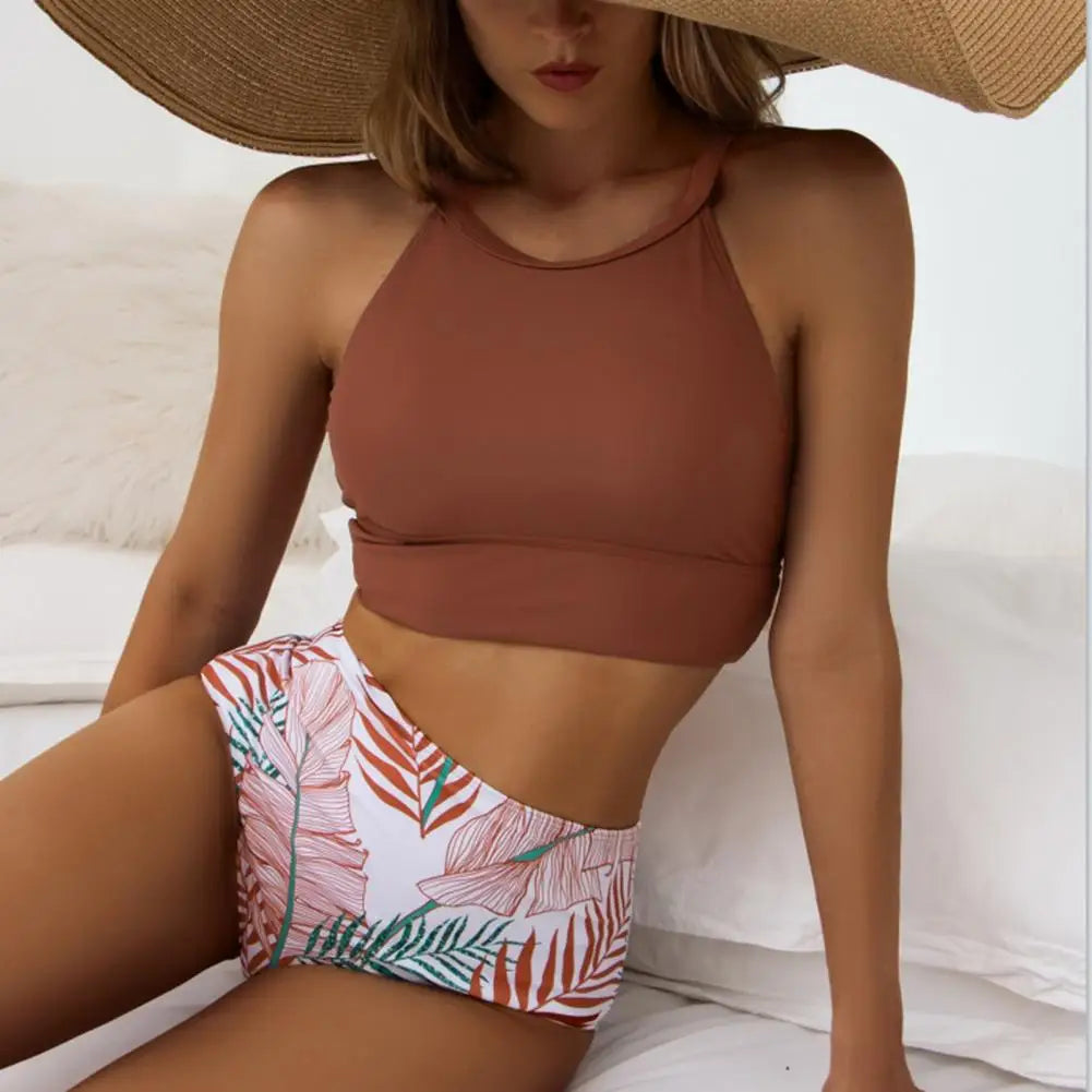 Bloemen Bikini Set Hoge Taille voor Vrouwen