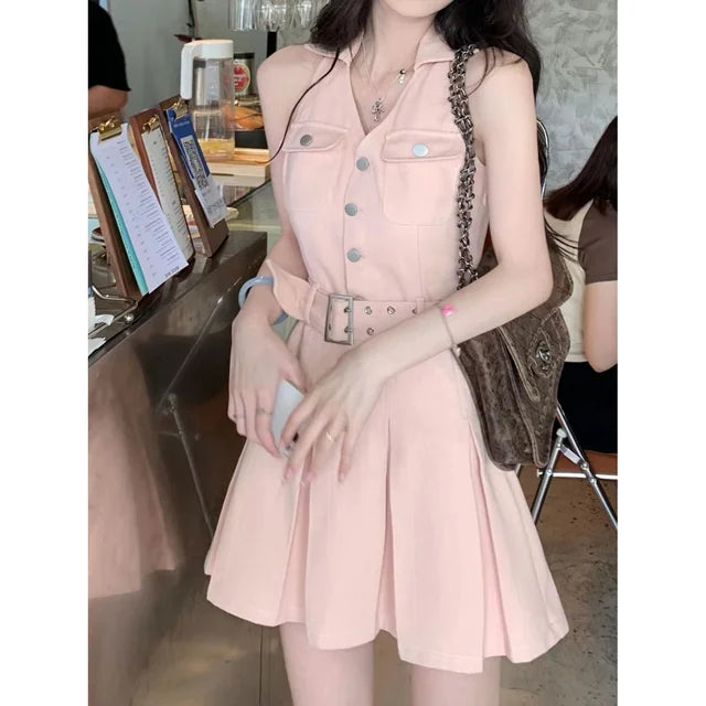 Elegante Plissé Rok Halternek voor Vrouw